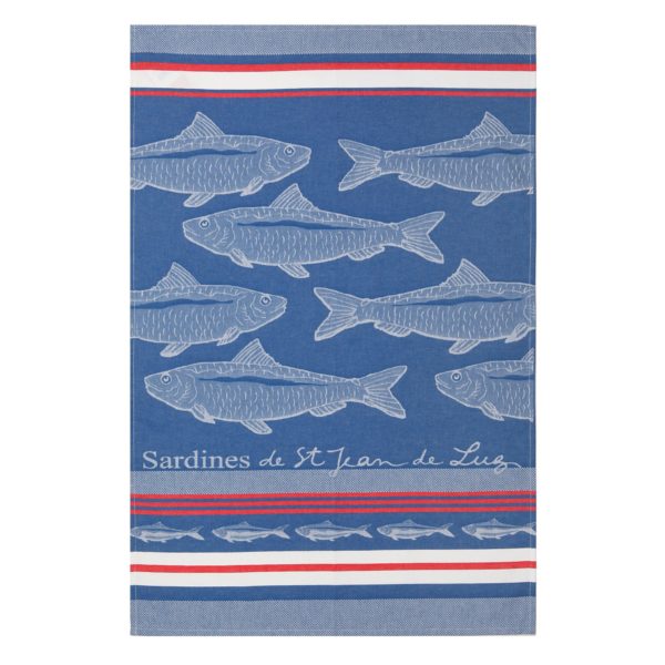 Torchon bleu motifs sardines de la Maison Jean Vier